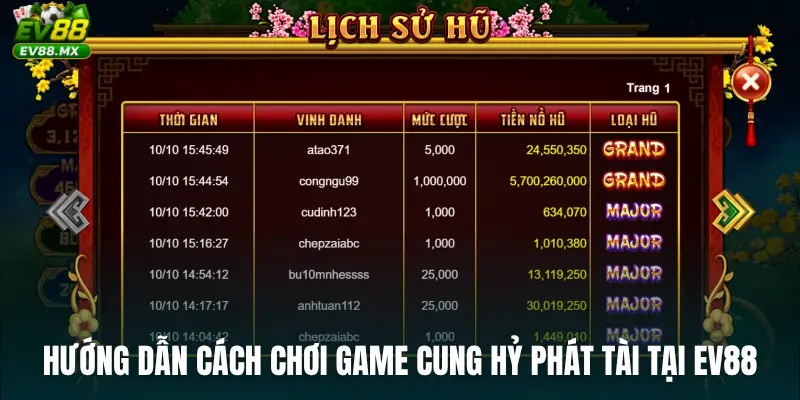 Hướng dẫn cách chơi game Cung hỷ phát tài tại EV88